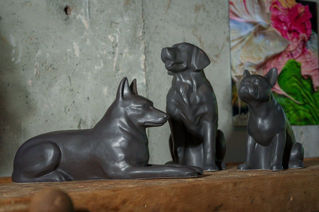 Urna per animali domestici Pastore Tedesco - Grigio opaco | Urna in ceramica