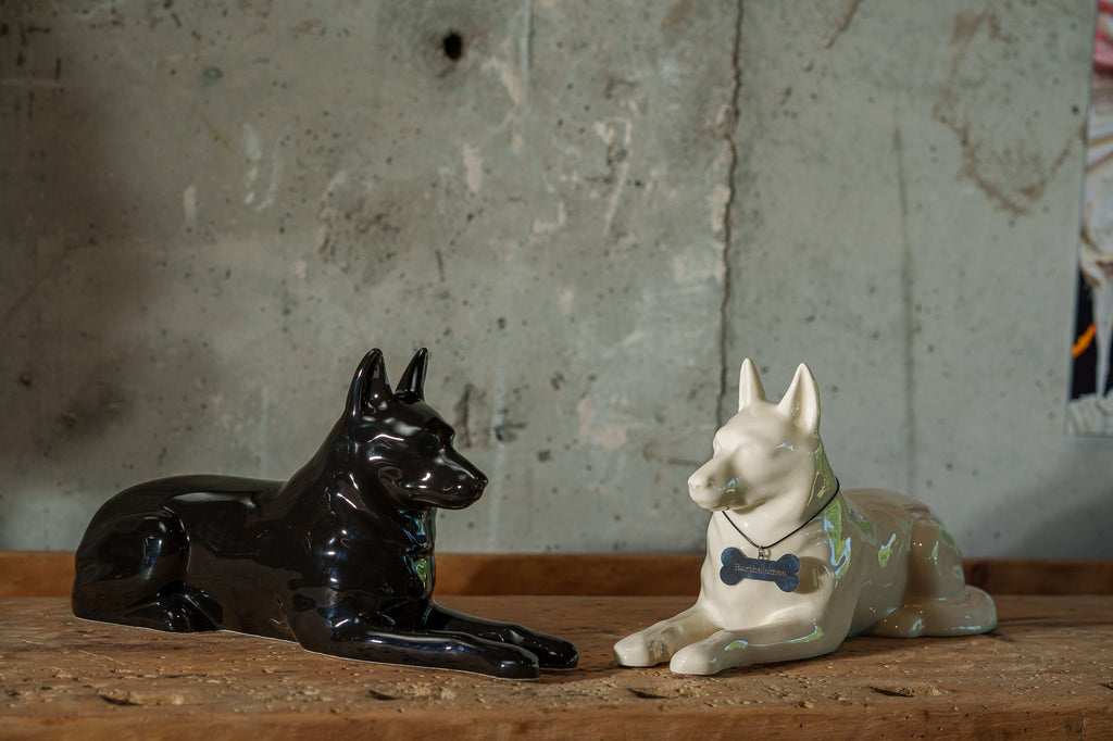 Urna per animali domestici Pastore Tedesco - Lampada nero | Urna in ceramica