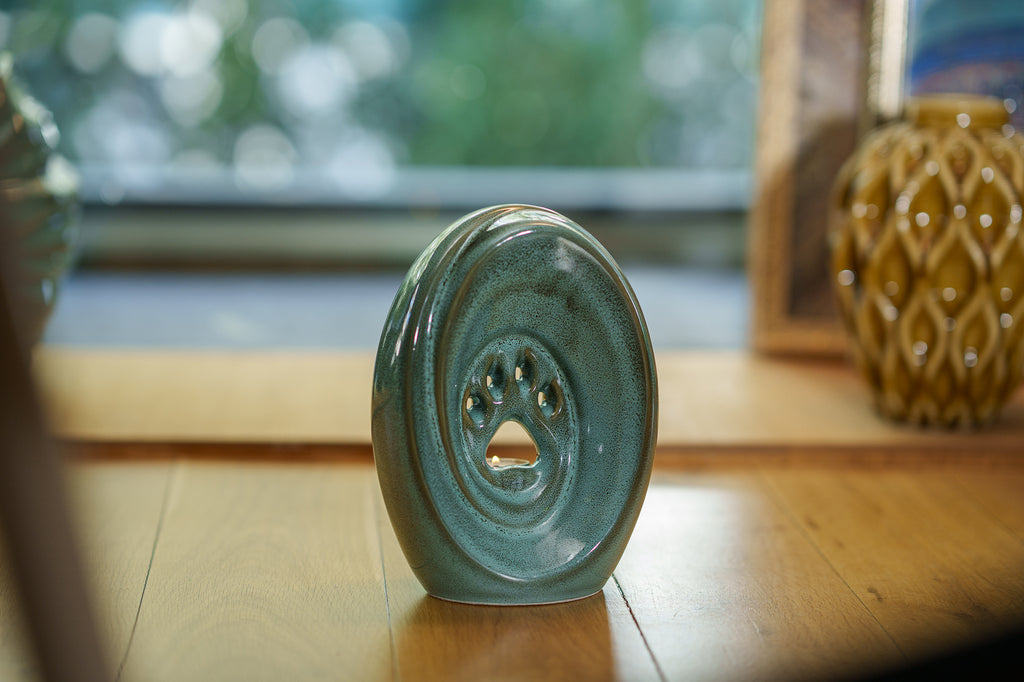 Paw Urna per Cani di grande taglia - Verde Olio Melange | Ceramica | Artigianale