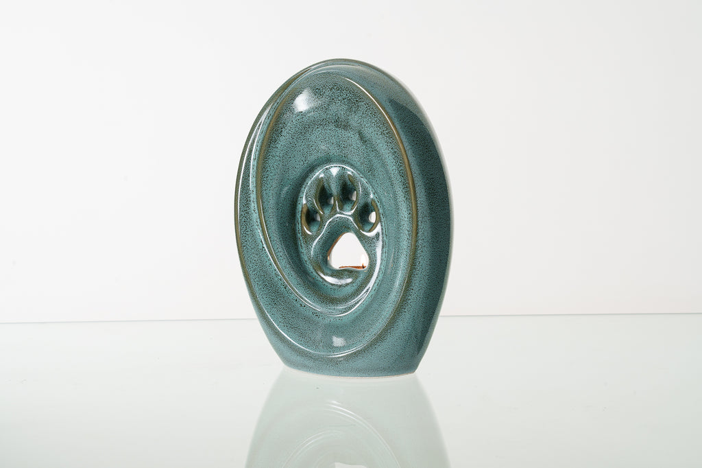 Paw Urna per Cani di grande taglia - Verde Olio Melange | Ceramica | Artigianale