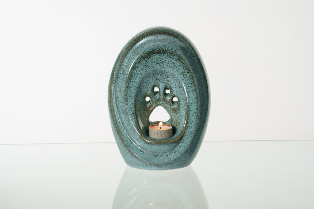 Paw Urna per Cani di grande taglia - Verde Olio Melange | Ceramica | Artigianale