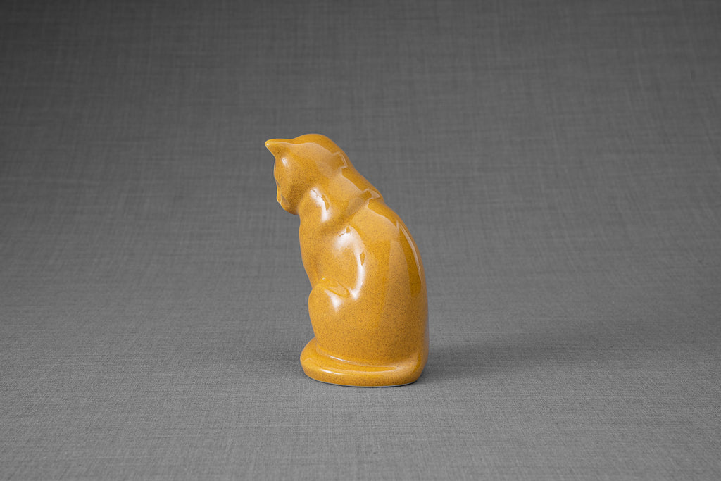 Mini Urna per Ceneri Animali Neko - Giallo Ambra | Ceramica | Artigianale