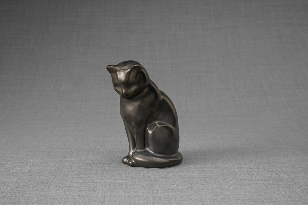 Mini Urna per Ceneri Animali Neko - Opaco Scuro | Ceramica | Artigianale