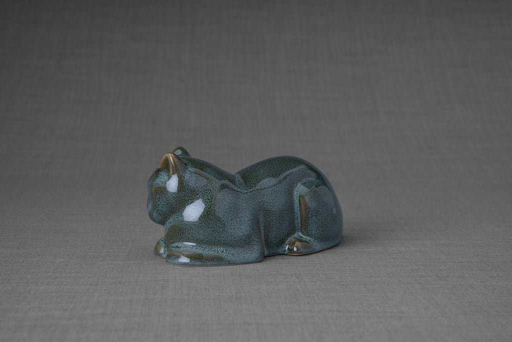 Mini Urna per Gatti - Verde Olio Melange | Ceramica | Artigianale