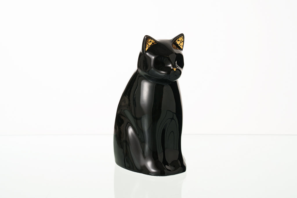 Urna per Animali "Meow" per Gatto - Nero | Ceramica | Fatta a mano
