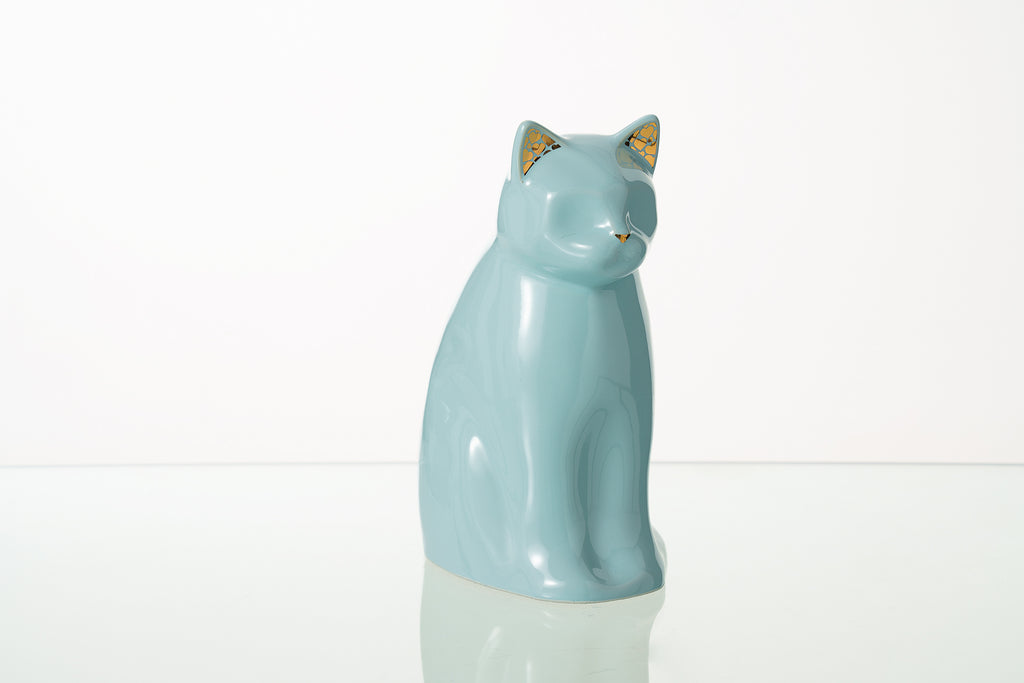 Urna per Animali "Meow" per Gatto - Azzurro Baby | Ceramica | Fatta a mano