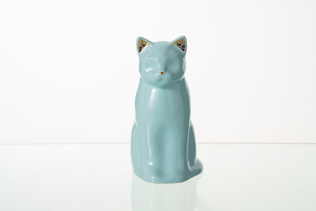 Urna per Animali "Meow" per Gatto - Azzurro Baby | Ceramica | Fatta a mano