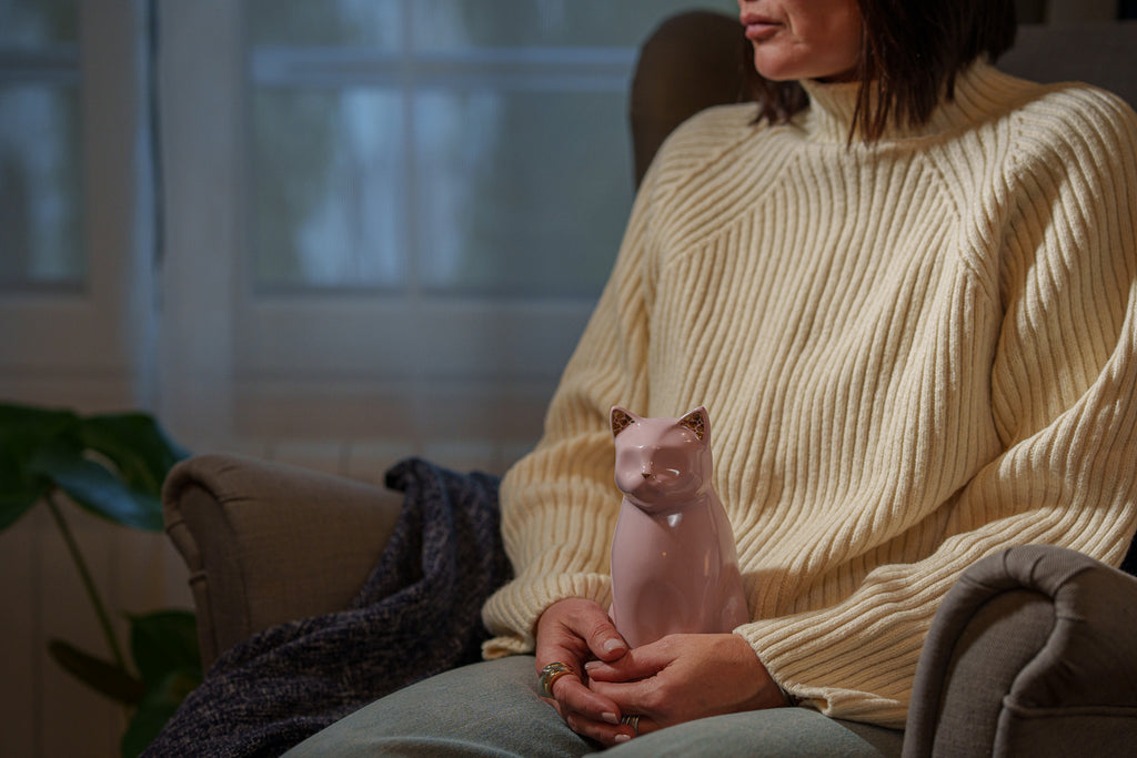 Urna per Animali "Meow" per Gatto - Rosa | Ceramica | Fatta a mano