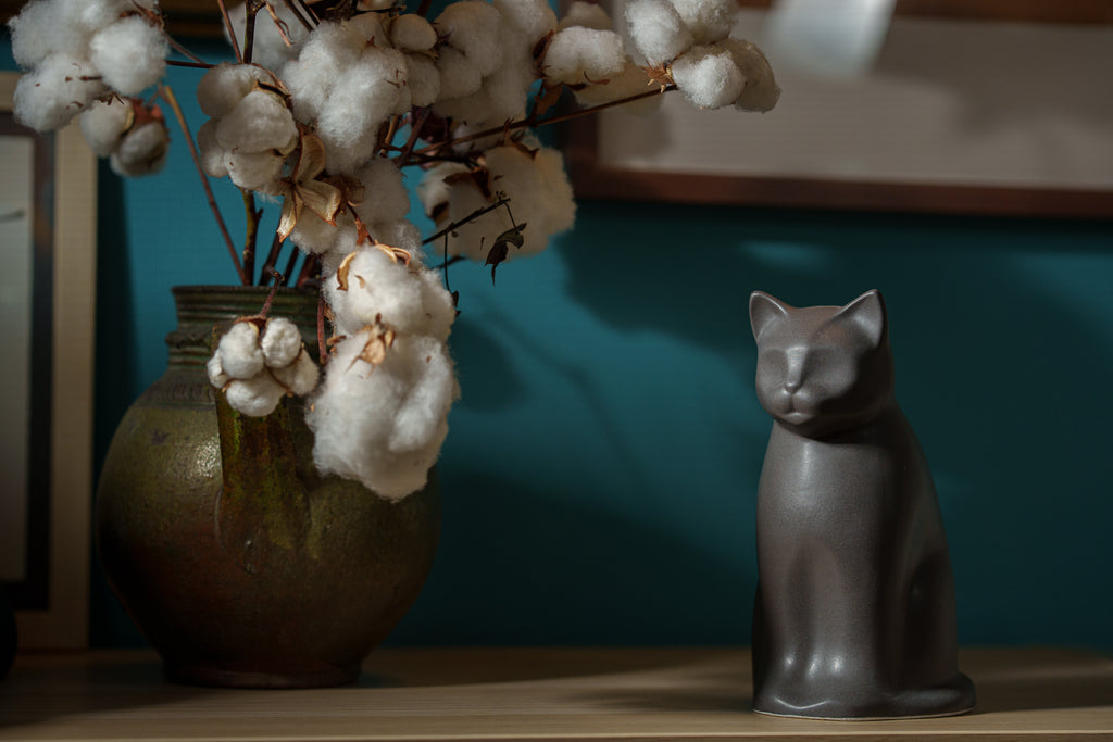 Urna per Animali "Meow" per Gatto - Grigio Opaco | Ceramica | Fatta a mano