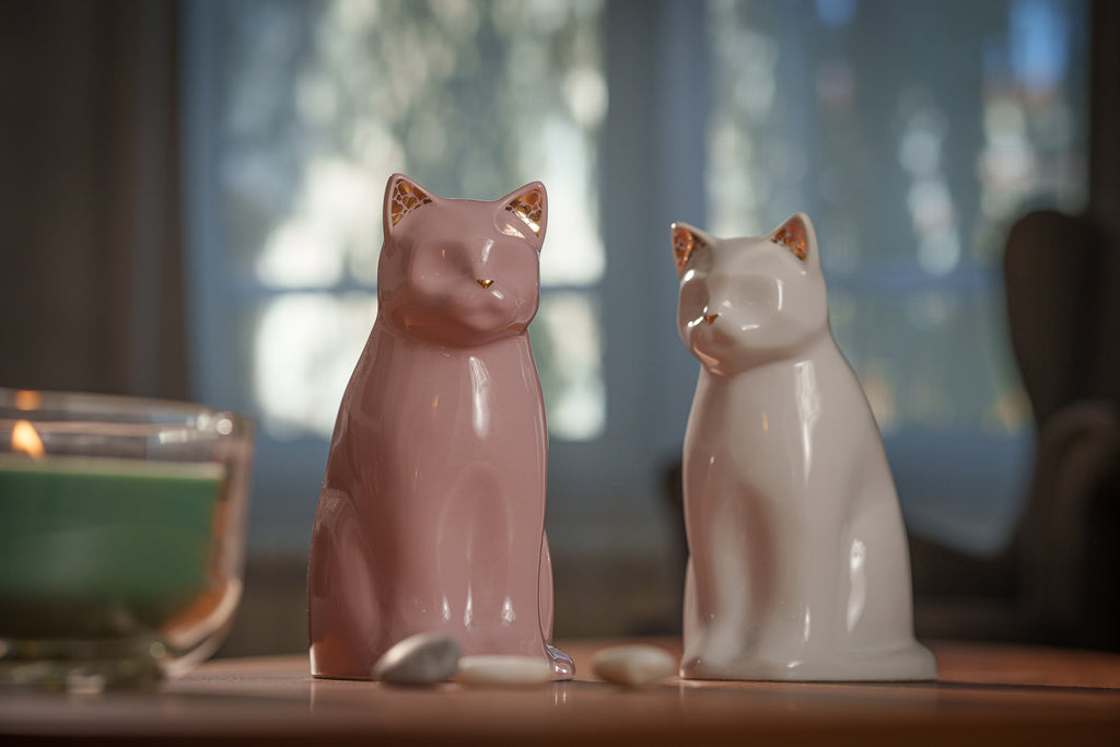 Urna per Animali "Meow" per Gatto - Bianco | Ceramica | Fatta a mano